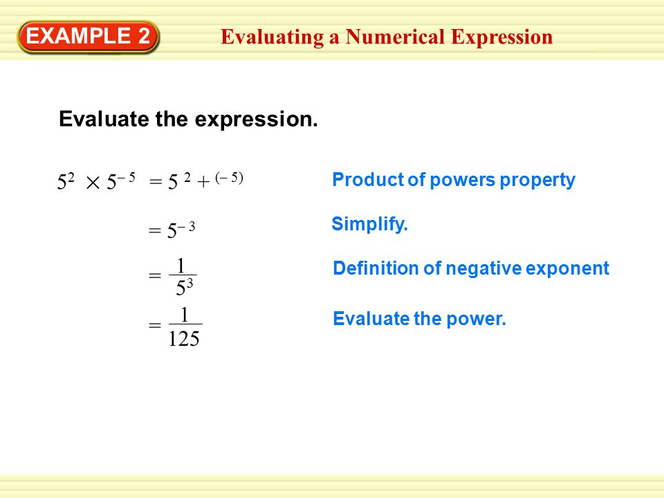 Evaluating a Numerical Expression EXAMPLE 2 Evaluate the expression.