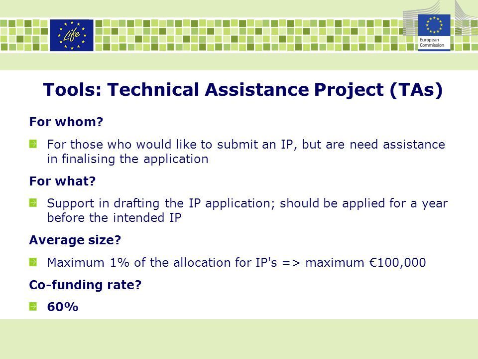 Tools: Technical Assistance Project (TAs) For whom.