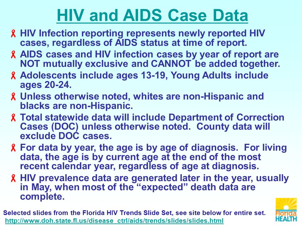 HIV and AIDS Case Data  HIV Infection reporting represents newly reported HIV cases, regardless of AIDS status at time of report.