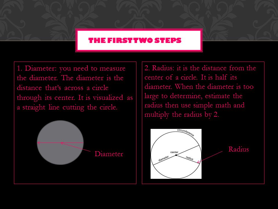 1. Diameter: you need to measure the diameter.