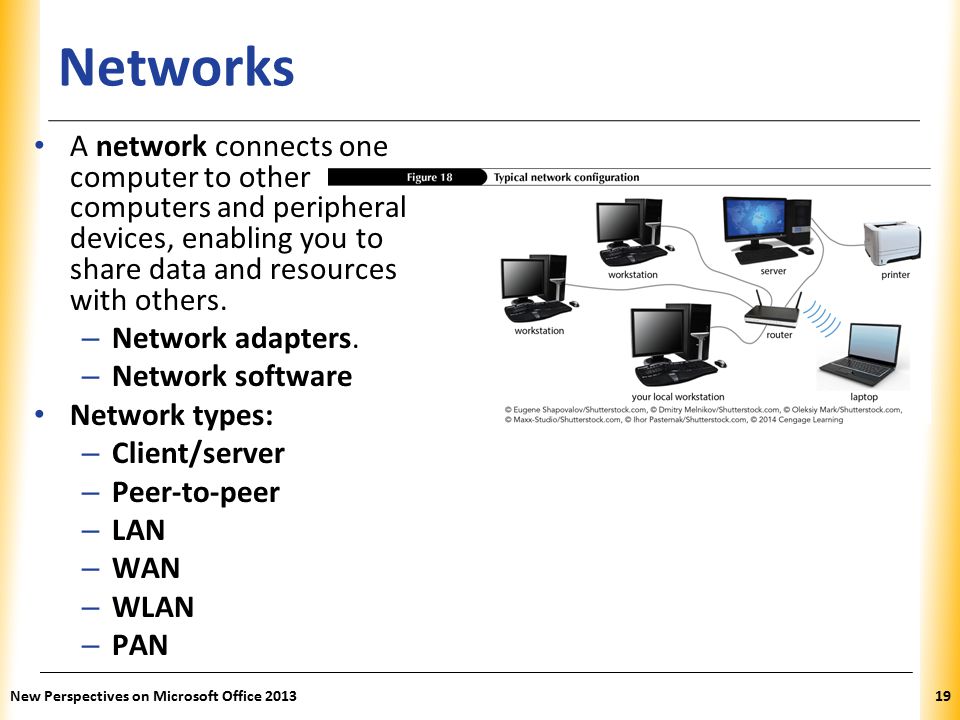 XP Networks A network connects one computer to other computers and peripheral devices, enabling you to share data and resources with others.