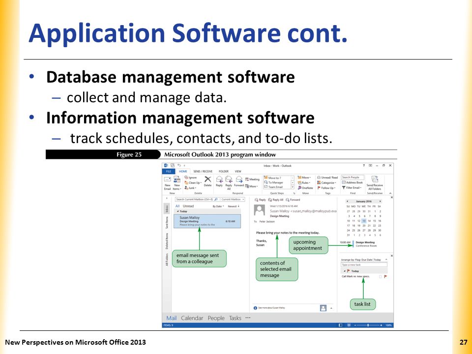 XP Application Software cont. Database management software – collect and manage data.