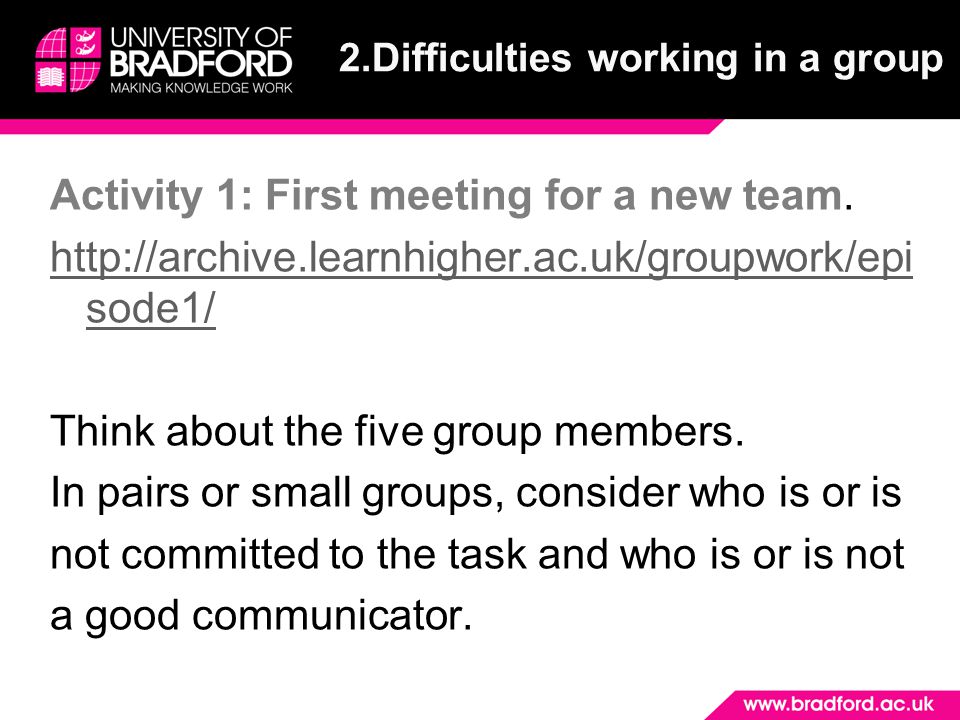 Activity 1: First meeting for a new team.
