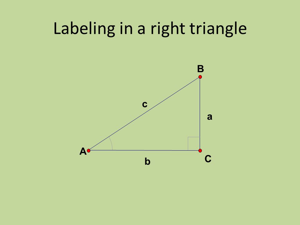 Labeling in a right triangle a b B C A c