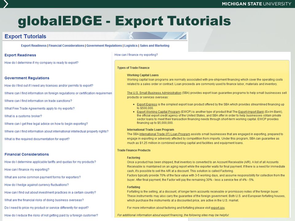 globalEDGE - Export Tutorials