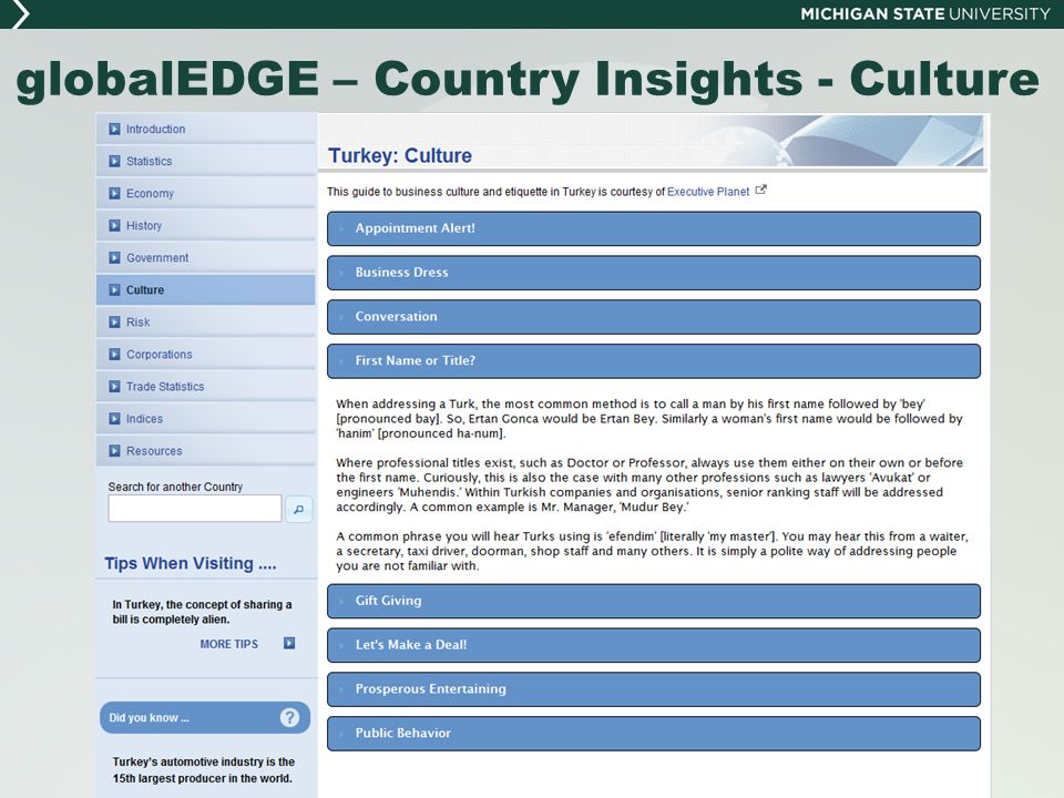 globalEDGE – Country Insights - Culture