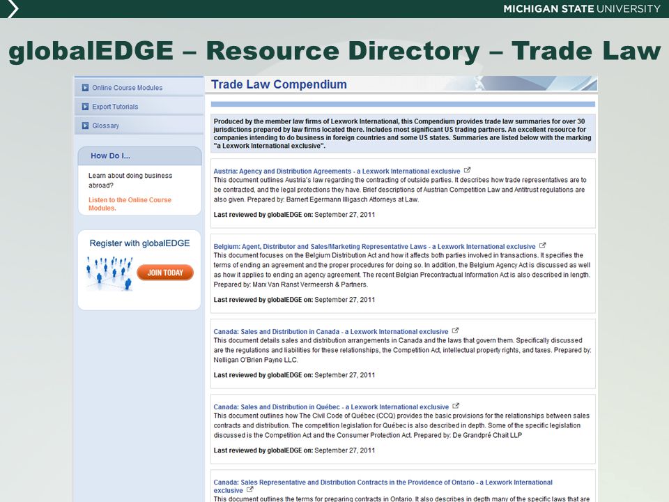 globalEDGE – Resource Directory – Trade Law