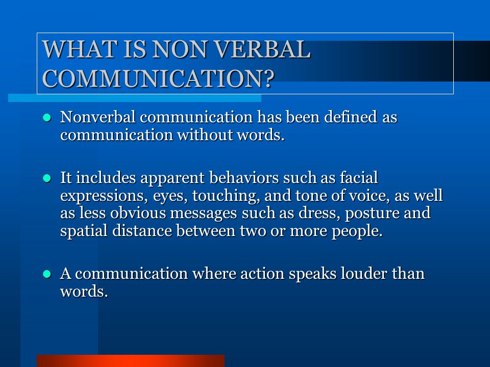 Non verbal aspects of presentation