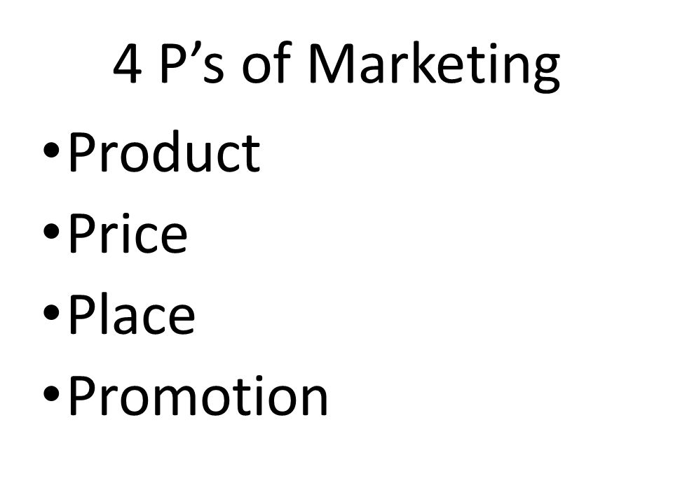 4 P’s of Marketing Product Price Place Promotion
