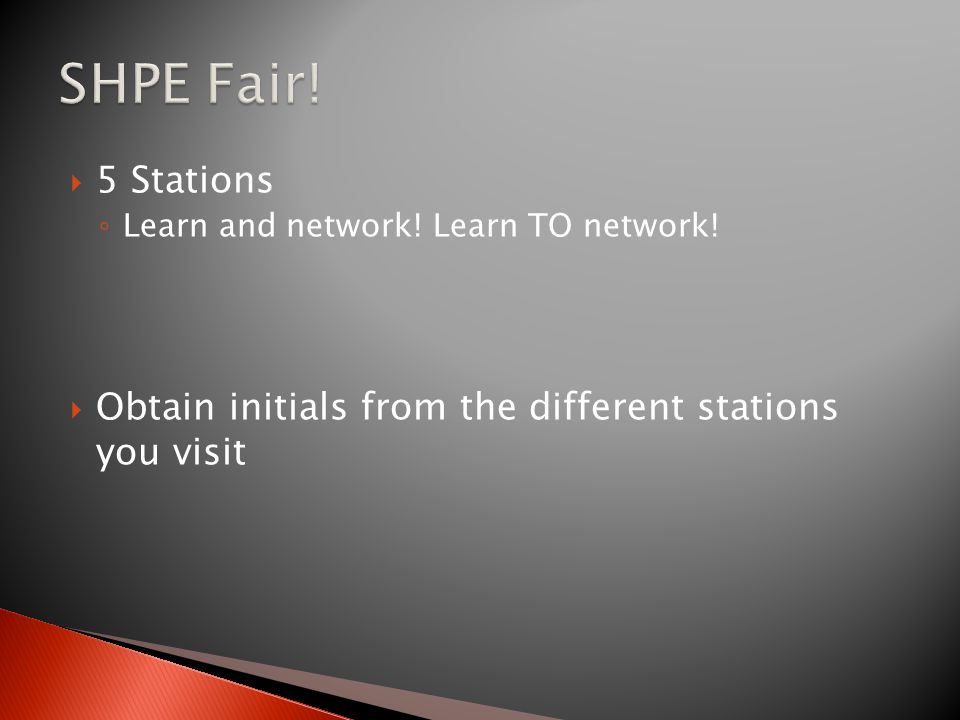  5 Stations ◦ Learn and network. Learn TO network.
