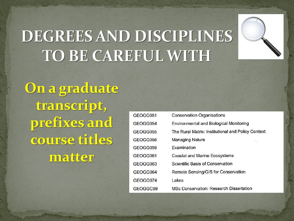 On a graduate transcript, prefixes and course titles matter