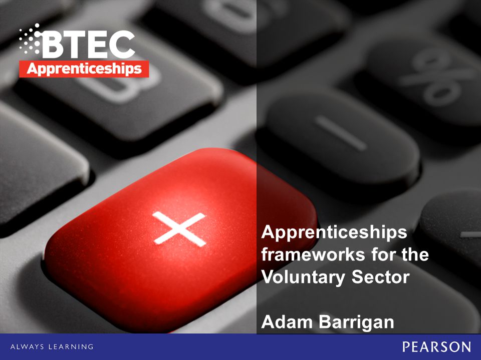 Apprenticeships frameworks for the Voluntary Sector Adam Barrigan