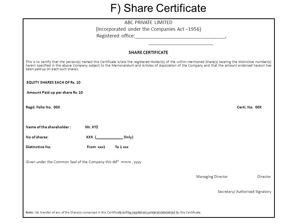 Share Certificate Format Fill Online Printable Fillable