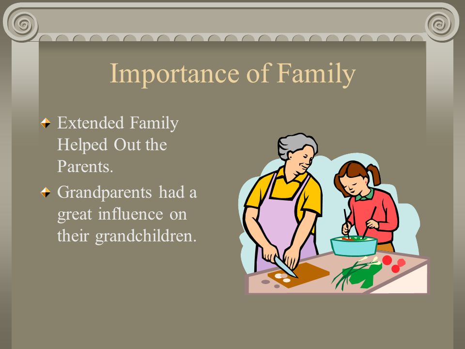 Importance of Family Extended Family Helped Out the Parents.