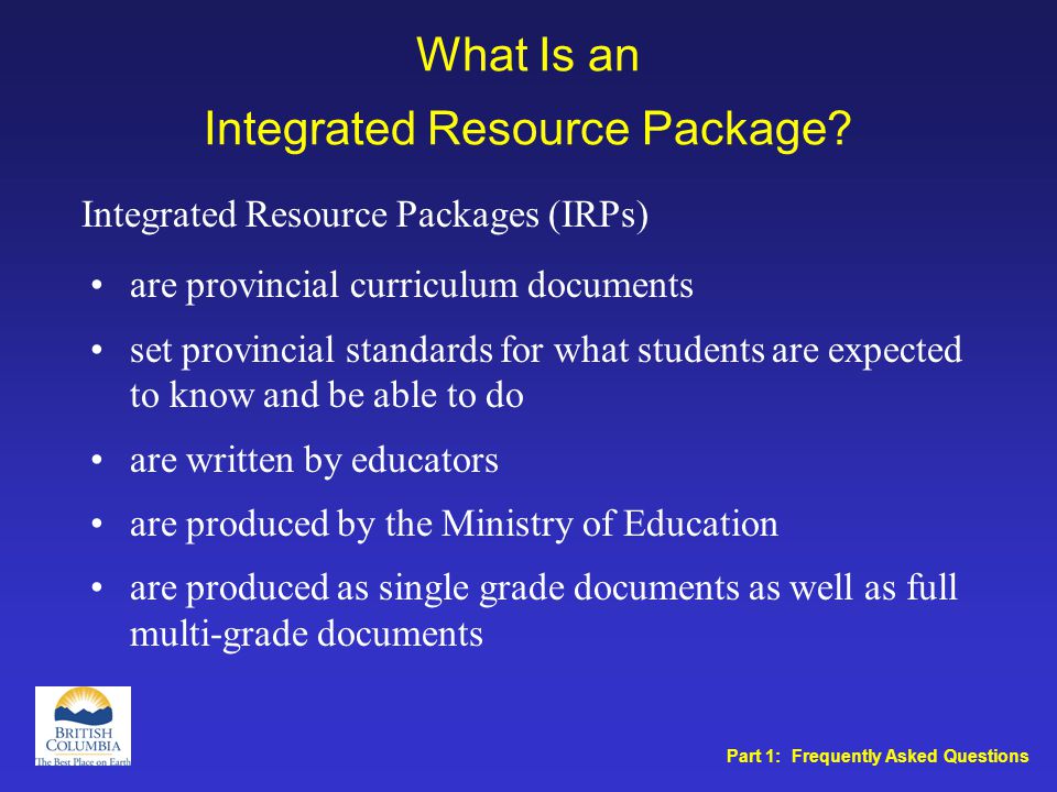 What Is an Integrated Resource Package.