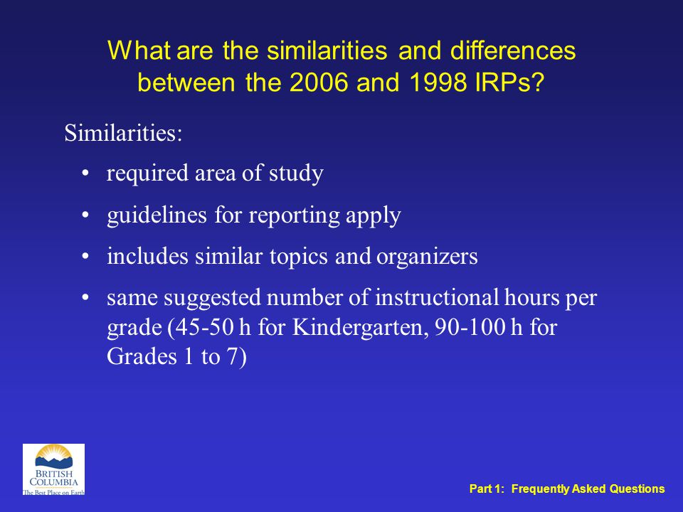 What are the similarities and differences between the 2006 and 1998 IRPs.