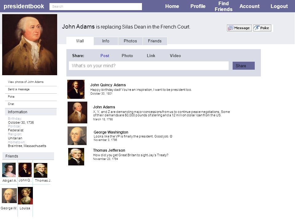 presidentbook John Adams is replacing Silas Dean in the French Court.