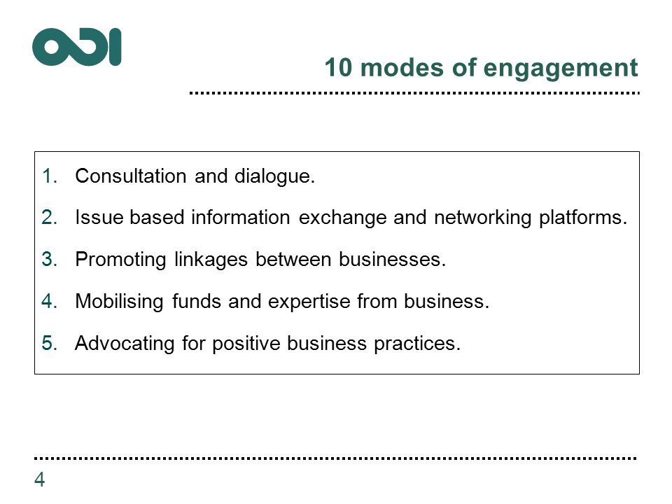 10 modes of engagement 1.Consultation and dialogue.
