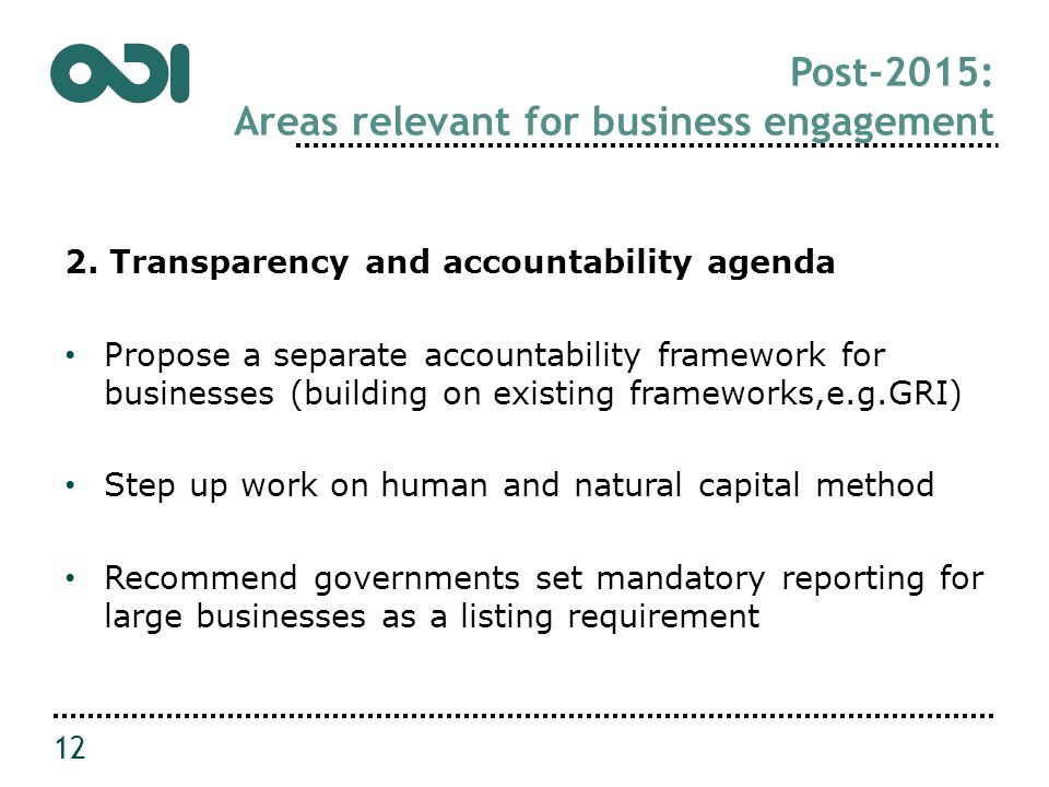 Post-2015: Areas relevant for business engagement 2.