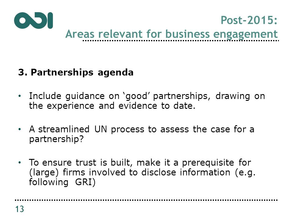 Post-2015: Areas relevant for business engagement 3.