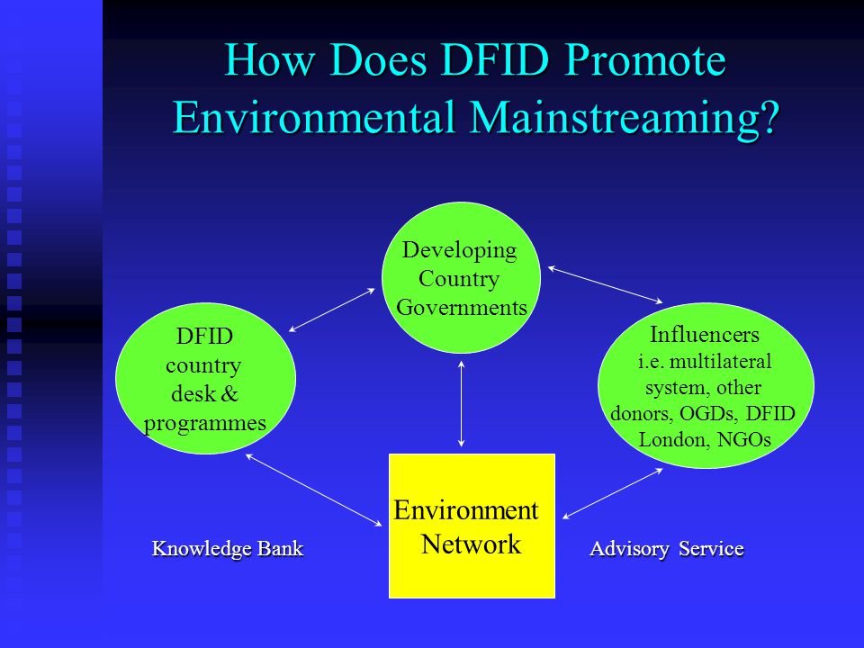 How Does DFID Promote Environmental Mainstreaming.