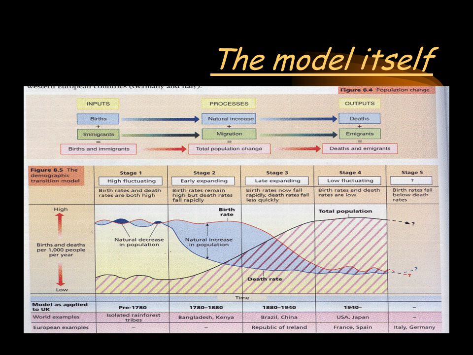 The Demographic Transition Model The DTM describes a sequence of changes in the relationship between birth rates and death rates.