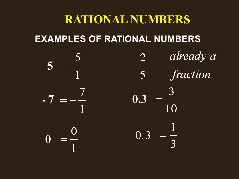 RATIONAL NUMBERS EXAMPLES OF RATIONAL NUMBERS