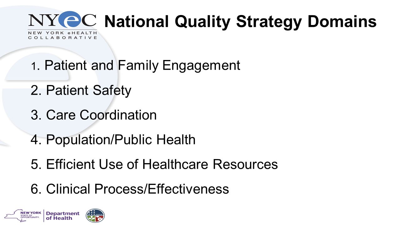 National Quality Strategy Domains 1. Patient and Family Engagement 2.