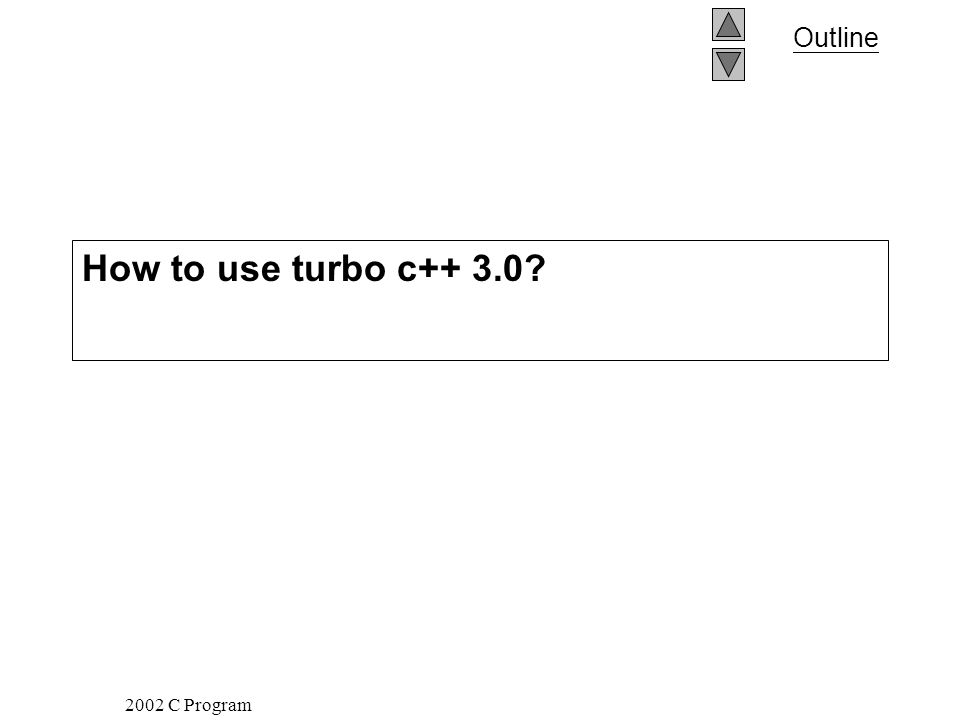 2002 C Program Outline How to use turbo c