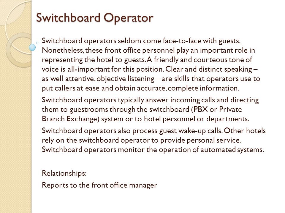 switchboard operator resume