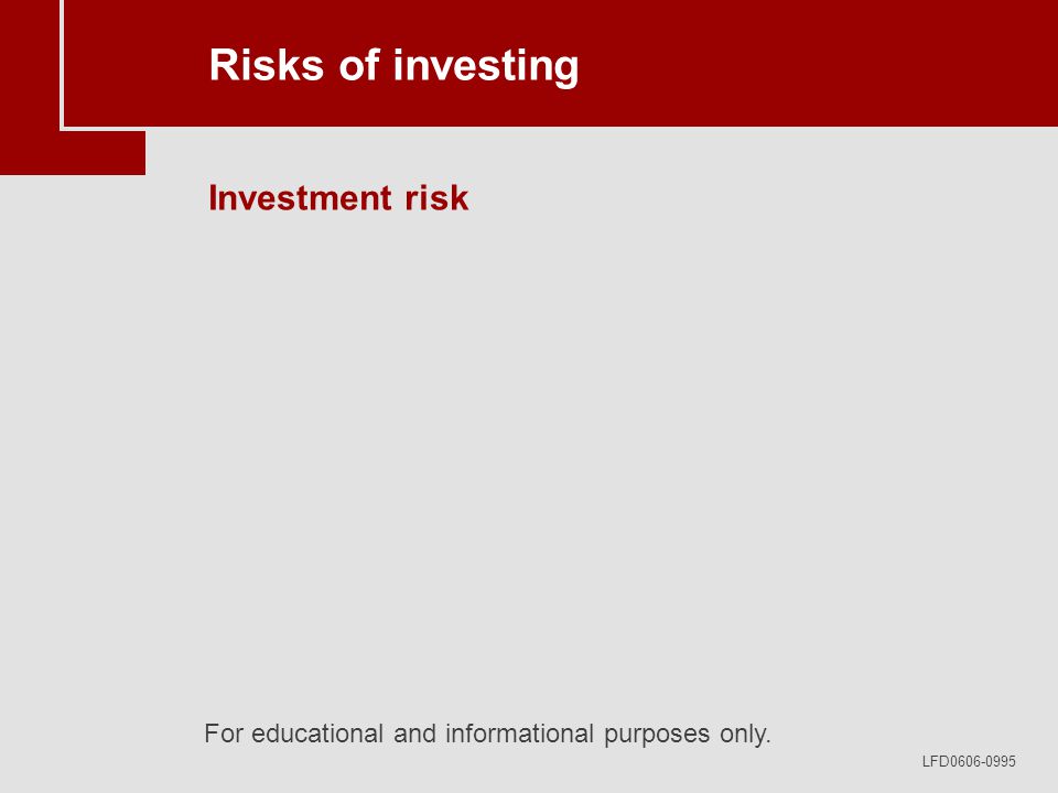 For educational and informational purposes only. LFD Risks of investing Investment risk