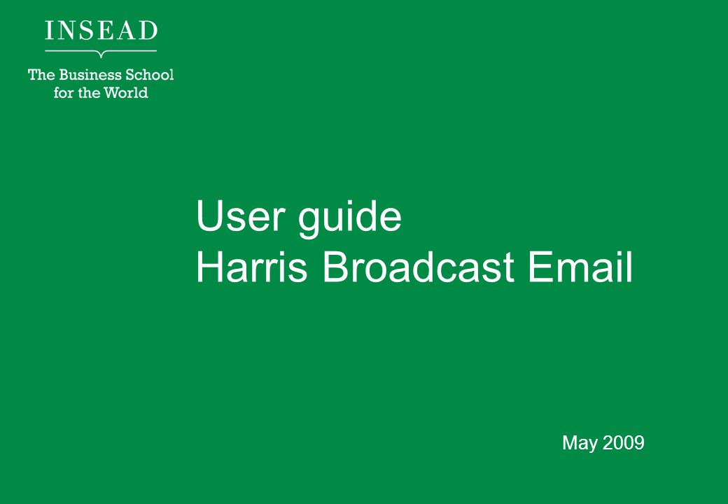User guide Harris Broadcast  May 2009