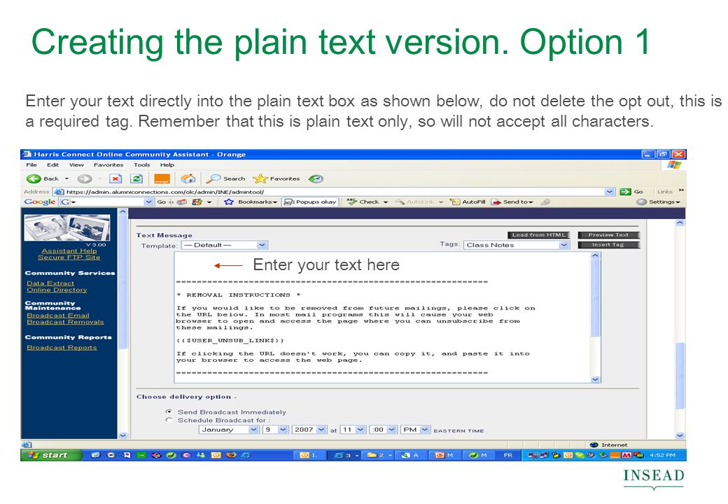 Creating the plain text version.