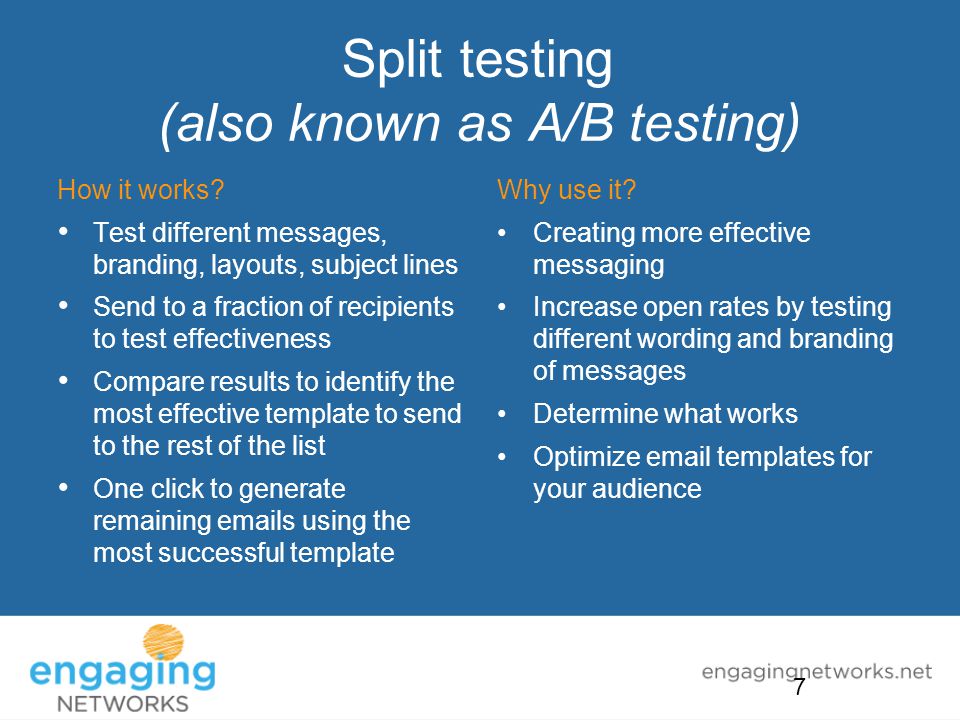 Split testing (also known as A/B testing) How it works.