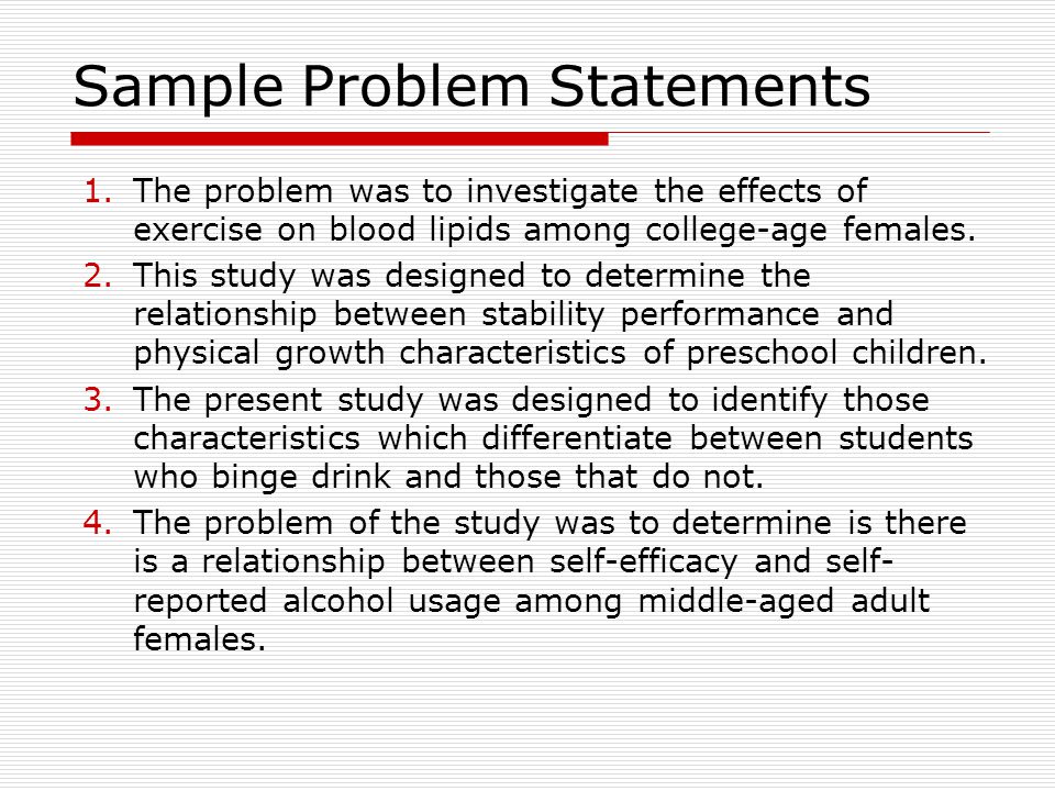 Thesis chapter 1 statement of the problem