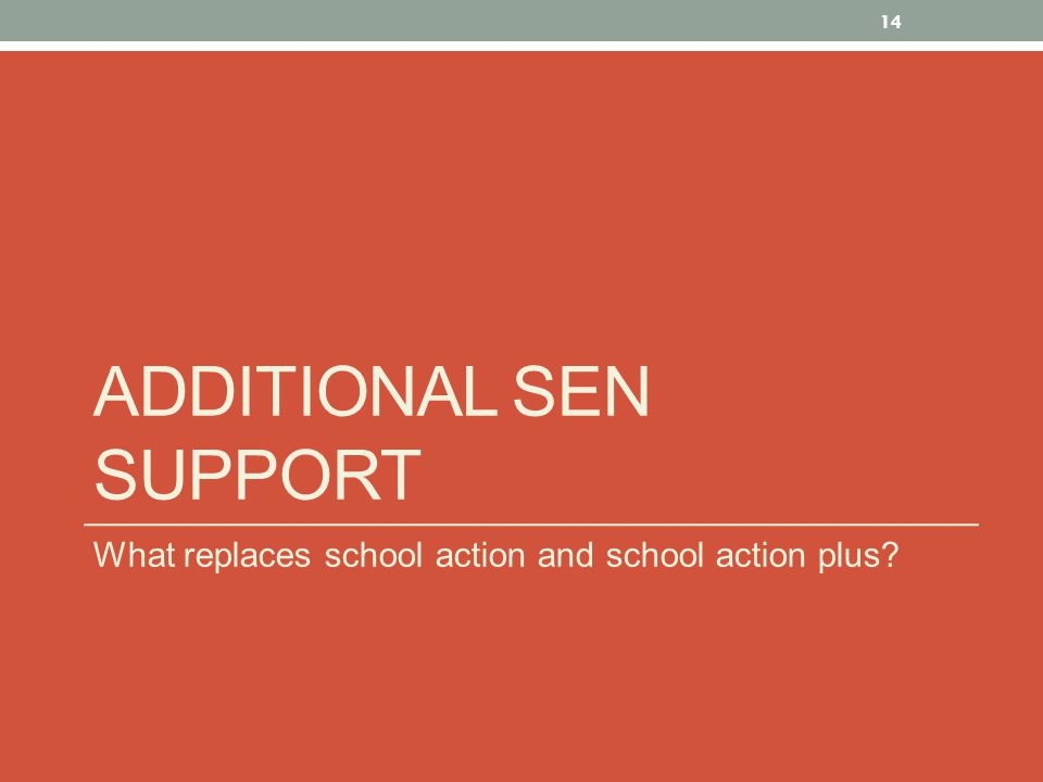 ADDITIONAL SEN SUPPORT What replaces school action and school action plus 14