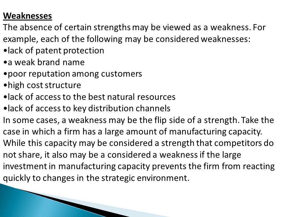 what are some examples of weaknesses