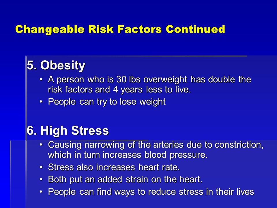 Changeable Risk Factors Continued 5.