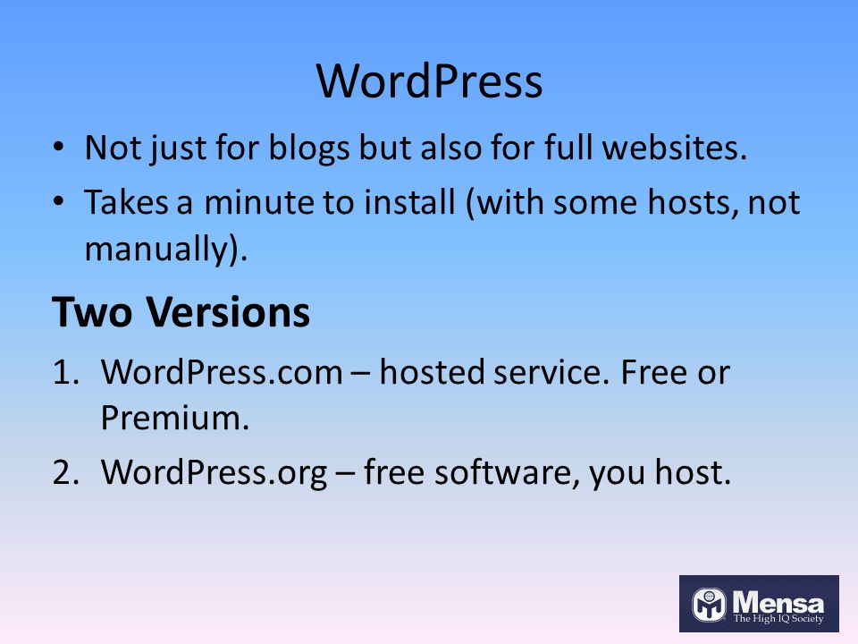 WordPress Not just for blogs but also for full websites.