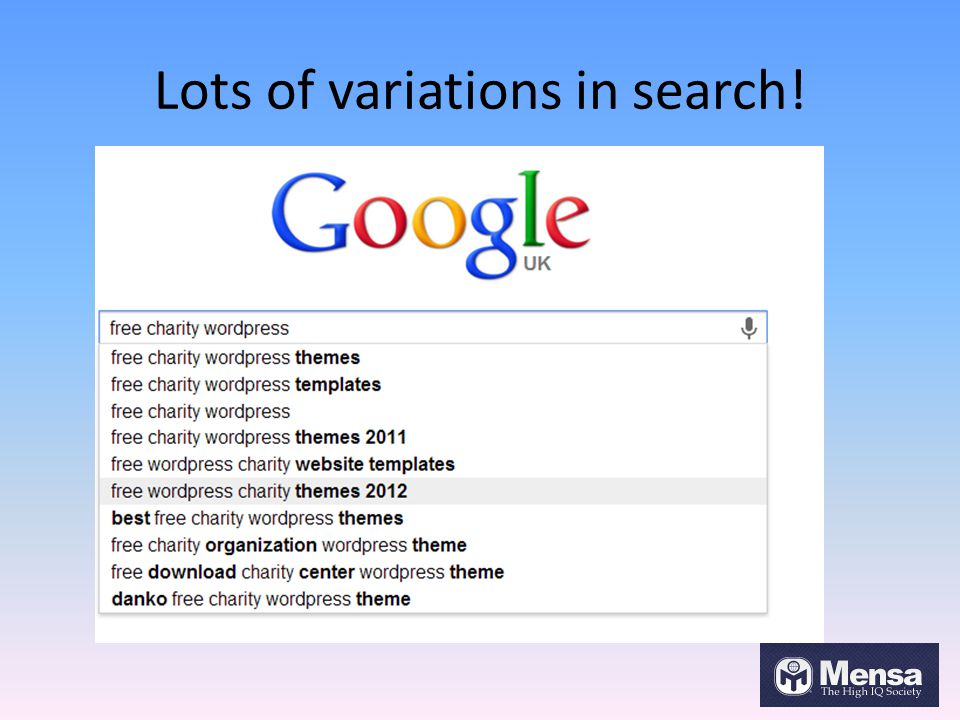 Lots of variations in search!
