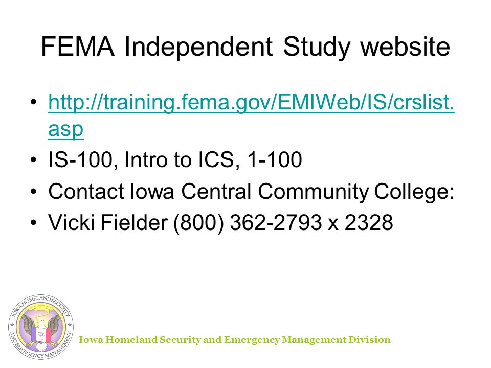 FEMA Independent Study website