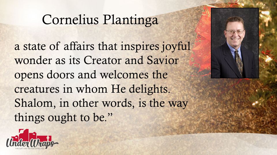 Cornelius Plantinga a state of affairs that inspires joyful wonder as its Creator and Savior opens doors and welcomes the creatures in whom He delights.