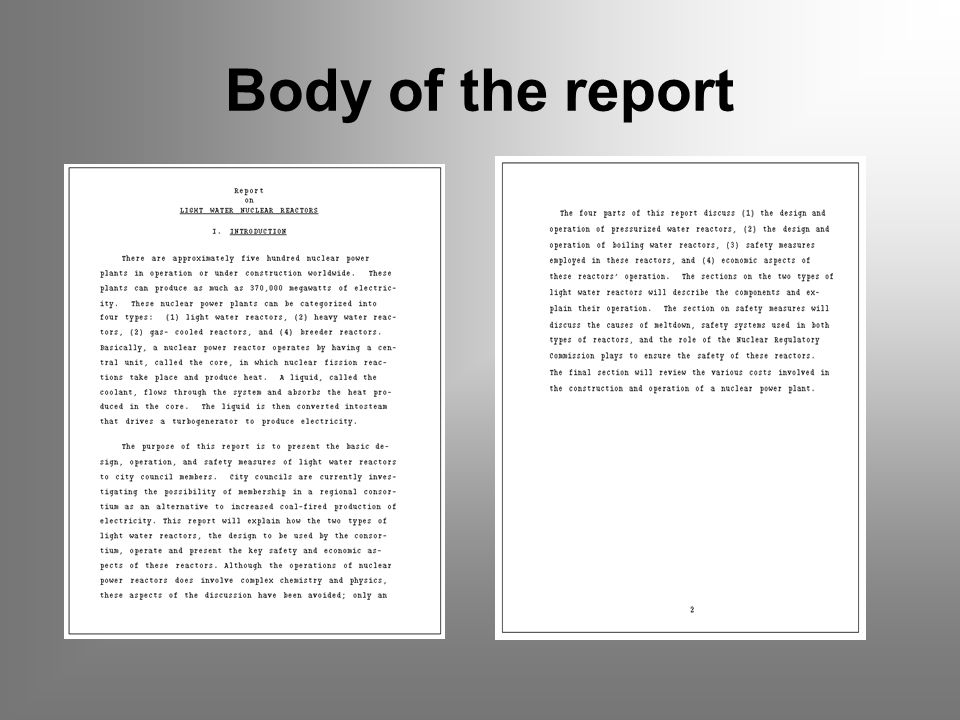 Body of the report
