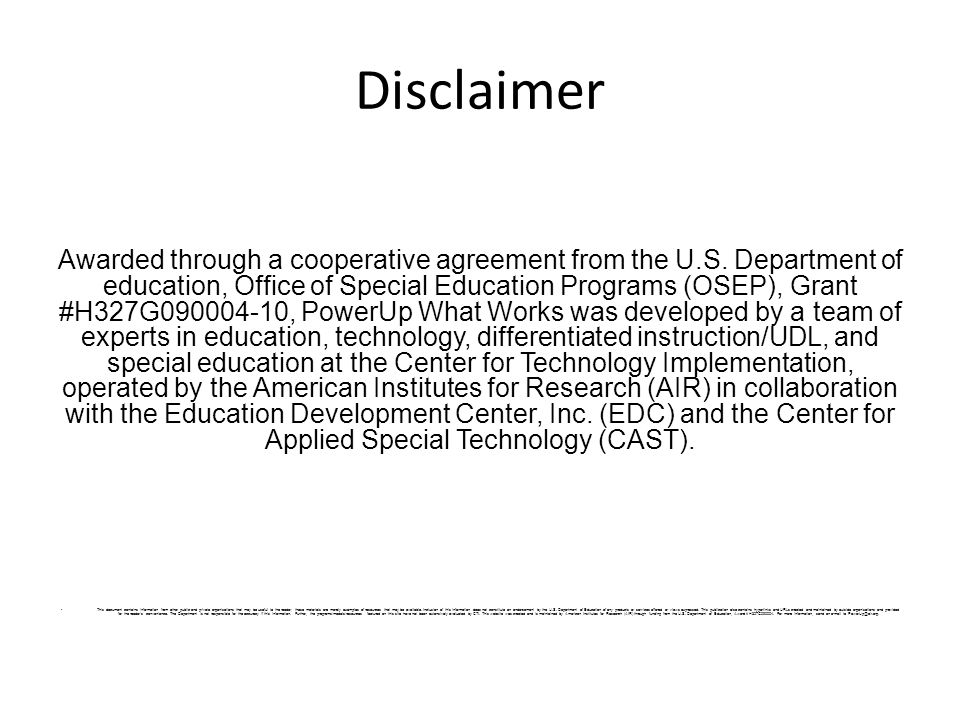 Disclaimer Awarded through a cooperative agreement from the U.S.