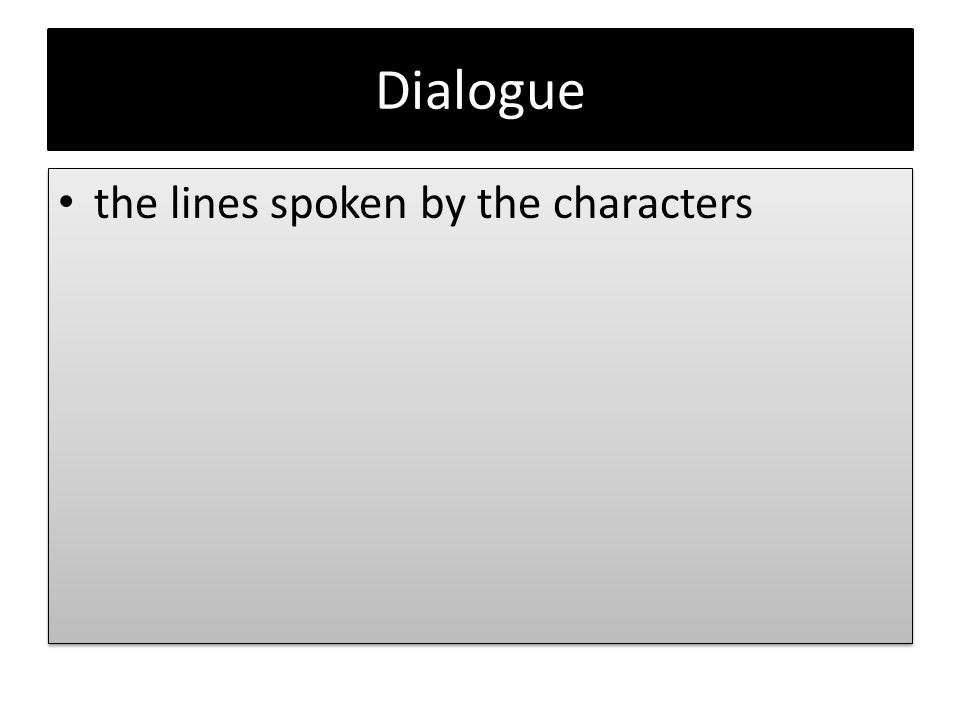 Dialogue the lines spoken by the characters