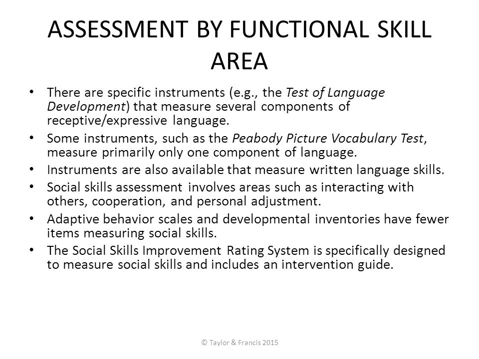 specific skills area