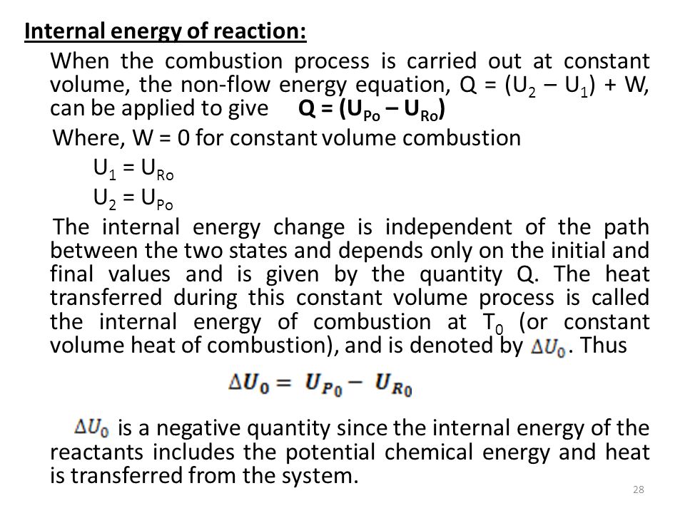 Combustion Thermodynamics Introduction A Fuel Is Substance 28 Internal Energy