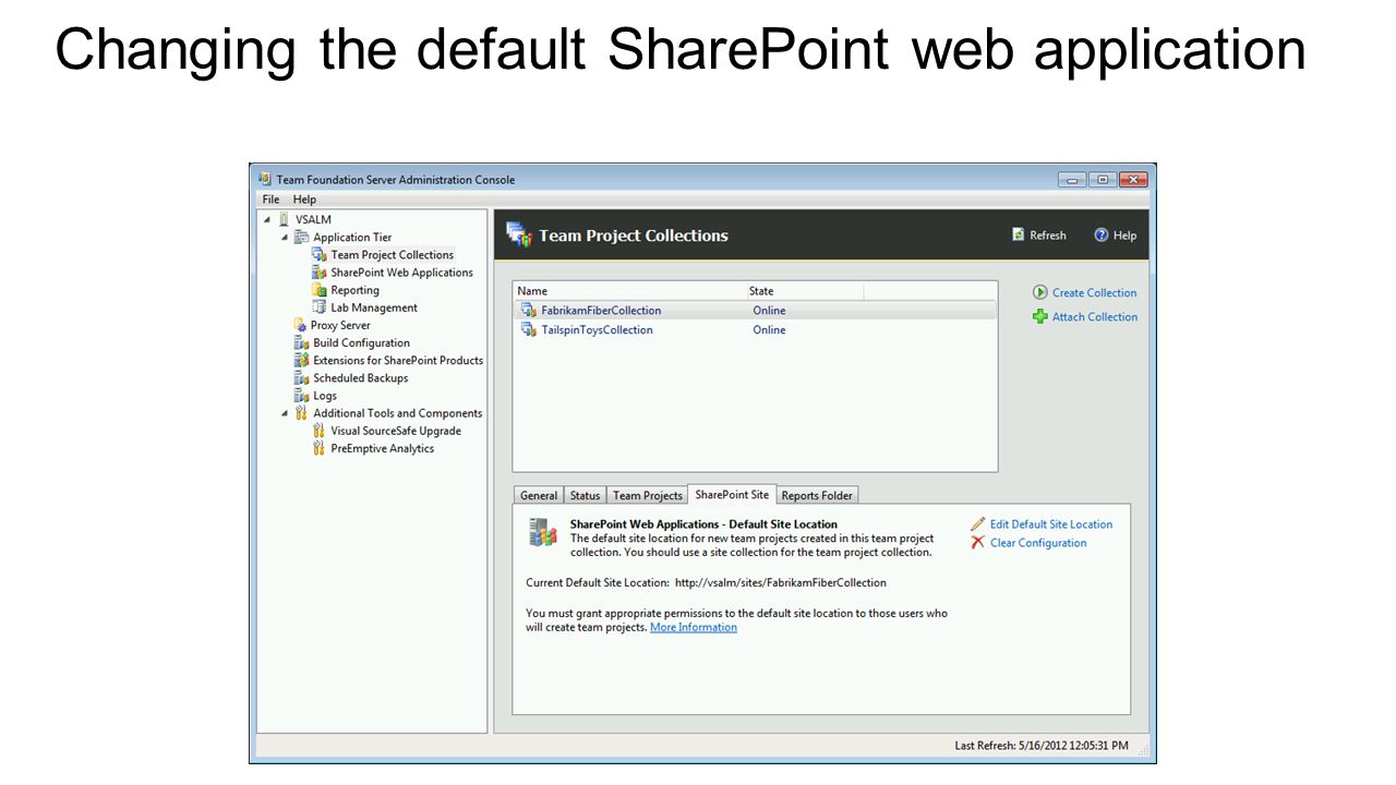 Changing the default SharePoint web application
