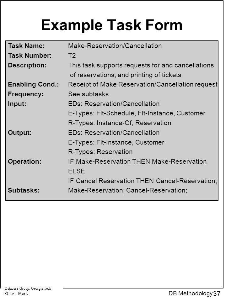 database group georgia tech 1 db methodology classical database name reservation request form georgia