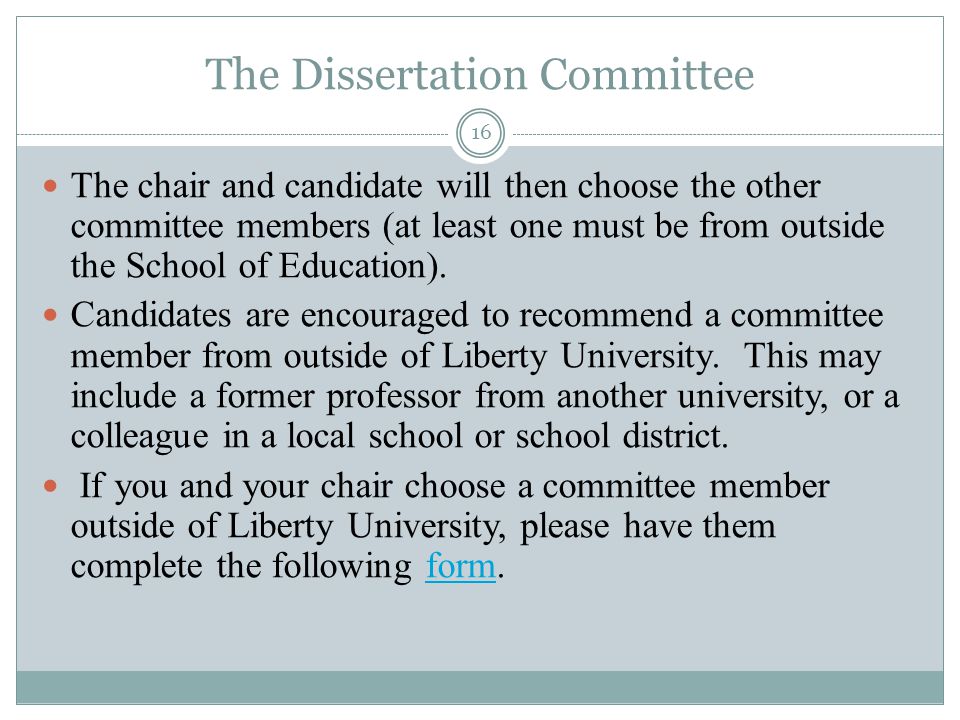 Dissertation Reading Committee Form